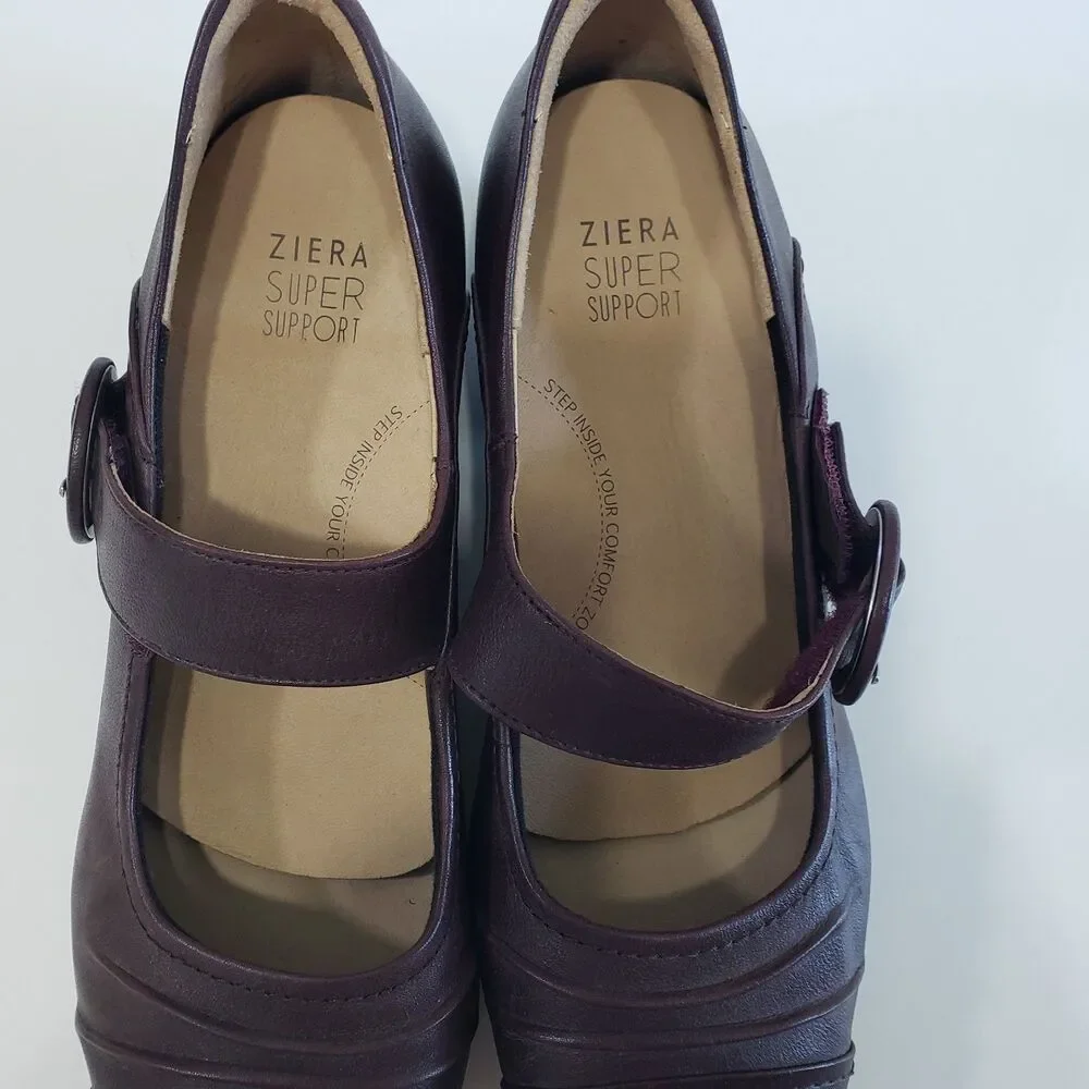 Ziera Claudia Super Support Women's Brown Leather Mary Janes, Size 42 W
